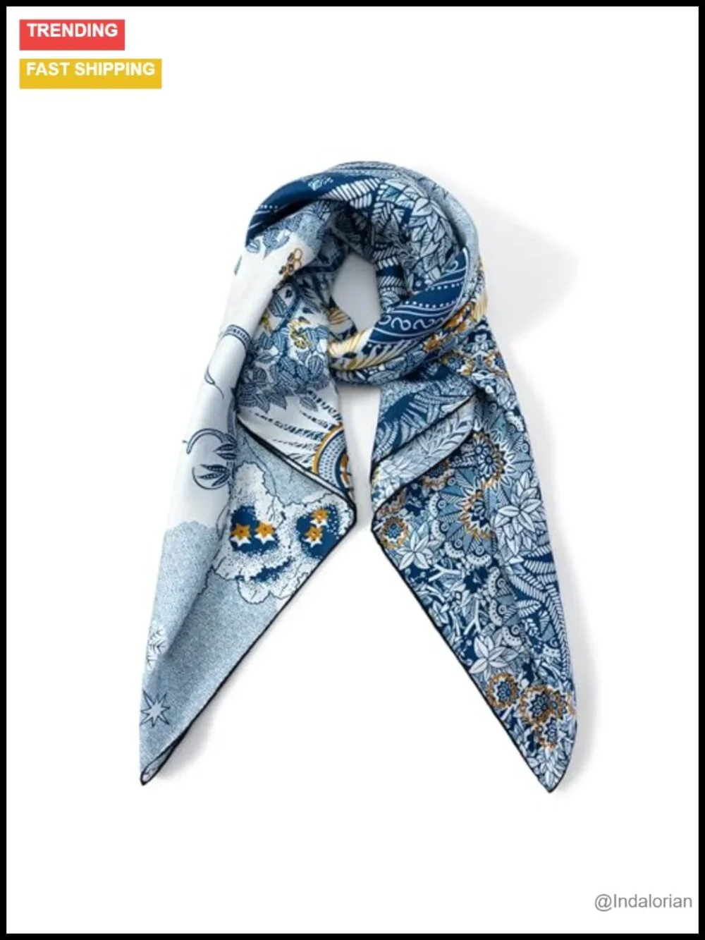 100% Mulberry Silk Square Scarf Shawl Headscarf Artistic Neck Scarf Gift